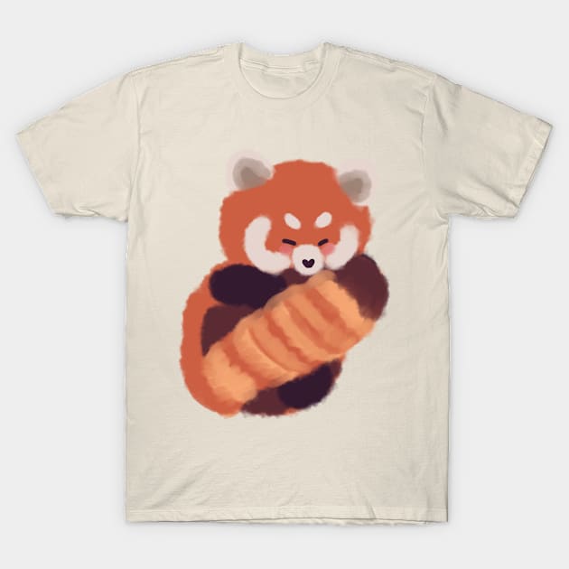 Cute red panda sleeping T-Shirt by Mayarart